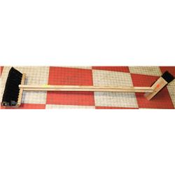 PAIR OF 2FT INDUSTRIAL BROOMS W/ 5FT HANDLES