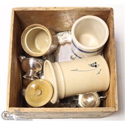 BUTTER BOX WITH SILVER PLATED SERVINGWARE AND