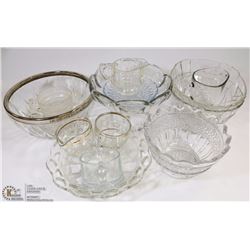 LOT OF ASSORTED GLASSWARE INCL DEPRESSION