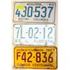 Image 1 : LOT OF 3 VINTAGE 1960'S LICENSE PLATES IN BC, SASK