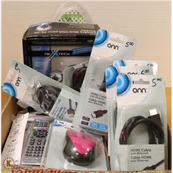 FLAT OF NEW ELECTRONICS INCL MICE, CAMERAS,