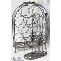 WROUGHT IRON WINE RACK WITH MATCHING WINE