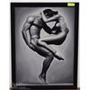 Image 1 : BLACK & NUDE POSE FRAMED OIL ON CANVAS 26"X34"