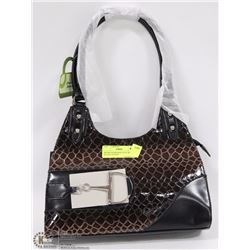 BROWN SNAKESKIN STYLE WITH BUCKLE HANDLE