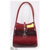 Image 1 : RED SNAKESKIN STYLE HANDBAG 2IN1 WITH STRAIGHT CLO