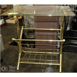 BRASS AND GLASS MAGAZINE TABLE