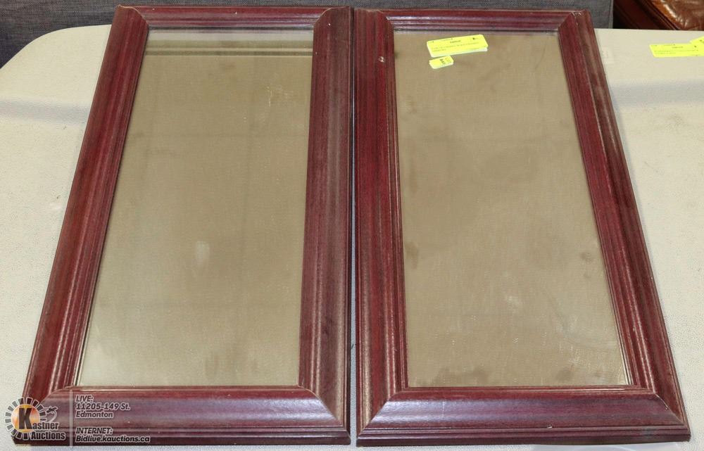 PAIR OF CHERRY WOOD FRAMED MIRRORS