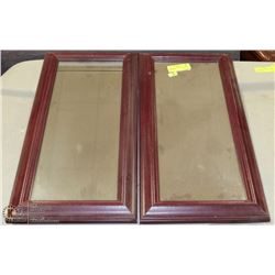 PAIR OF CHERRY WOOD FRAMED MIRRORS