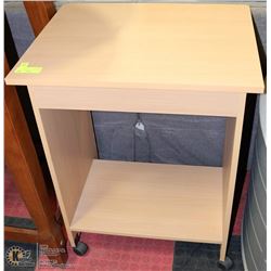 WOOD COMPUTER DESK ON CASTORS