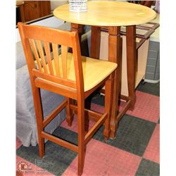 SOLID WOOD BAR TABLE AND A CHAIR