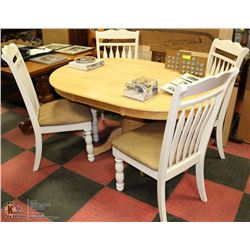 OAK OVAL DINING TABLE WITH 4 HIGH BACK WIDE SEAT
