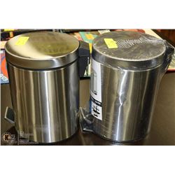 TWO 11" TALL 5L METAL GARBAGE CANS