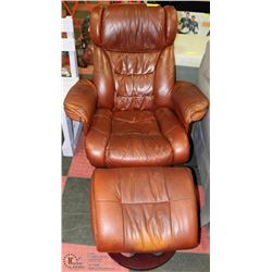 LEATHER CHAIR AND OTTOMAN