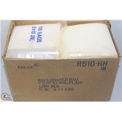 BOX OF 1000, 5x10 ZIPLOC BAGS