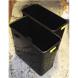2 BLACK METAL WASTE CANS 16X8