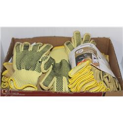APPROX 3 DOZEN COTTON WORK GLOVES PVC BEADED