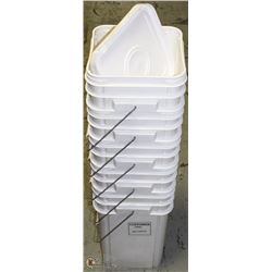 LOT OF 5 SQUARE PAILS W/ LIDS