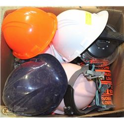 BOX OF 6 NEW HARD-HATS W/ LINERS + MORE