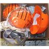 Image 1 : LOT OF 4 NEW HARDHATS W/ LINERS + SAFETY GLASSES