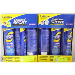 LOT OF 6 CANS OF COPPERTONE SPORT SUNSCREEN