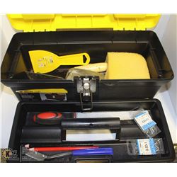 #13-STANLEY TOOL BOX W/ ASSORTED TOOLS FOR TILING