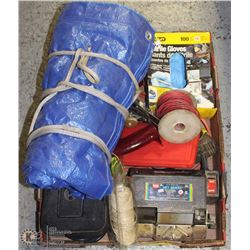 #53-BOX WITH ASSORTED TOOLS AND MISC. INCL PLANE