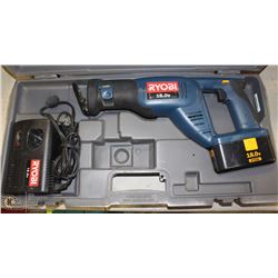 RYOBI 18V CORDLESS RECIPROCATING SAW IN CASE