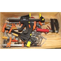 #44-WOODEN BOX WITH ASSORTED CLAMPS INCL