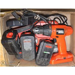 FLAT W/ 2 BLACK & DECKER DRILLS, BATTERIES AND
