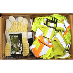 #50-LOT WITH TRUCKERS GLOVES, LIGHTS, VEST