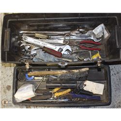 #15-STANLEY TOOL BOX WITH ASSORTED WRENCHES, ETC