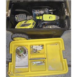 STANLEY TOTE W/ ASST RYOBI POWER TOOLS INCL SKIL