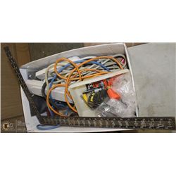 #59- BOX WITH ASSORTED HOUSEHOLD MISC AND TOOLS
