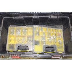 BLACK TOOL BOX W/ 2 STANLEY CARRY-ALLS