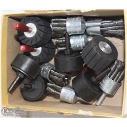 LOT OF RUBBER BUFFING PADS AND STEEL WIRE ABRASIVE