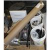 Image 1 : PALLET OF ASSORTED METAL FITTINGS + FABRIC ROLL