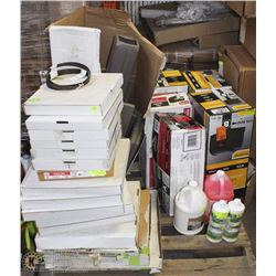 PALLET OF MISC. GOODS + BANDSAW BLADES + MAILBOXES