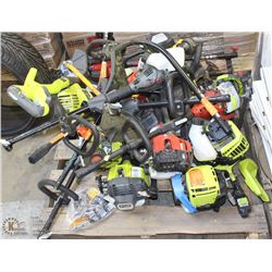 PALLET OF INCOMPLETE GAS-POWERED WEED WHACKERS
