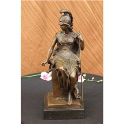 Female Greek Warrior Bronze Sculpture on Marble base Statue