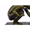 Image 3 : Girl Playing With Turtle Bronze Sculpture on Marble Base Figurine