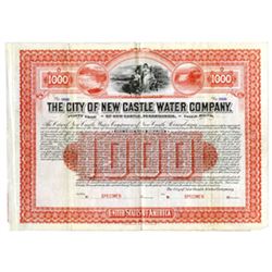 City of New Castle Water Co., 1901 Specimen Bond