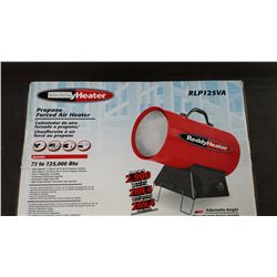 Brand new in box ReddyHeater forced air propane heater 75 to 125000 BTU