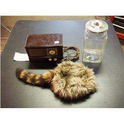 Westinghouse Clock, Candy Jar, Davey Crockett Hat