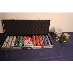 Poker Game Set & Two Jars of Marbles