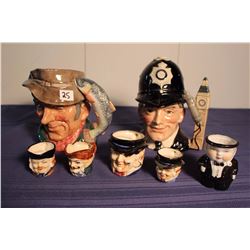 Royal Doulton Toby Mug's (2) W/ Smaller “Toby's” (5)
