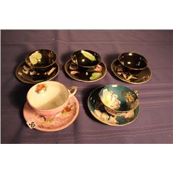 Footed Cup & Saucer Set (2) & Occupied Japan Cup & Saucer Sets (3)