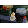 Image 1 : Lot of Vintage Cowboy Hats & Christmas Related Decorations With Storage Tot