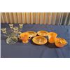 Image 1 : Lot of Fire King Pieces (6) & Vintage Glass Cut Candle Holders (2)