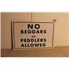 Image 1 : Vintage “No Beggers or Peddlers Allowed” Metal Porcelain Coated Sign (10”x7”) (Excellent Condition)