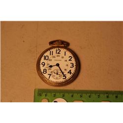 Hamilton Pocket Watch, Train Engraved Back Plate